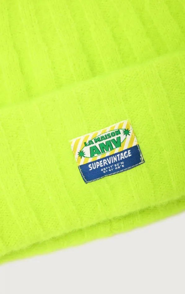 Beanie Vitow Fluorescent Yellow Melange WomenMen American Vintage Beanies and Caps Beanie Vitow Fluorescent Yellow Melange WomenMen American Vintage Beanies and Caps