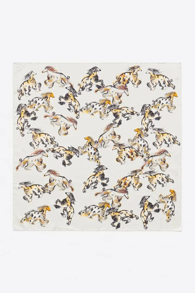 Beige Silk Greyhounds Scarf Beige Women Bimba Y Lola Scarves