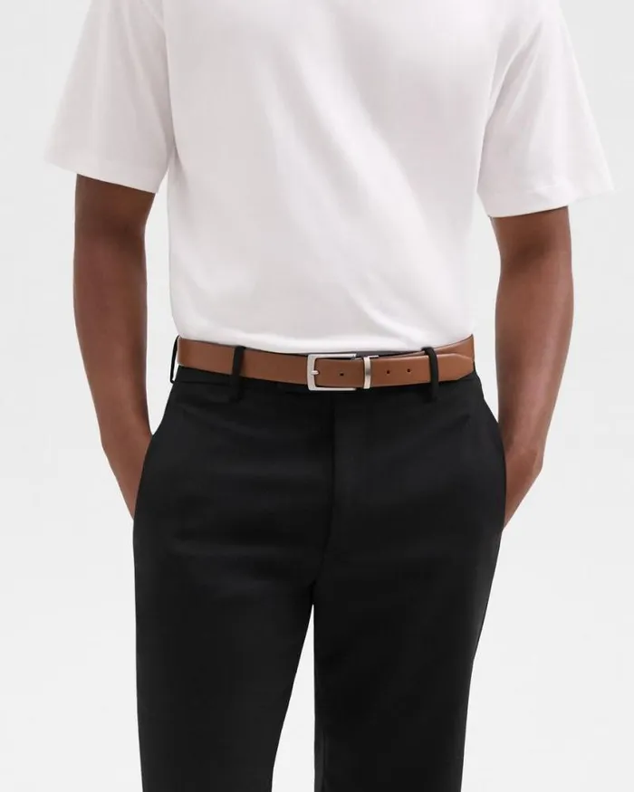 Belts Men Theory Reversible Belt In Leather Cognac