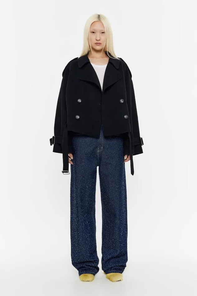 Black Doubleface Doublebreasted Jacket Black Women Bimba Y Lola Jackets And Blazers