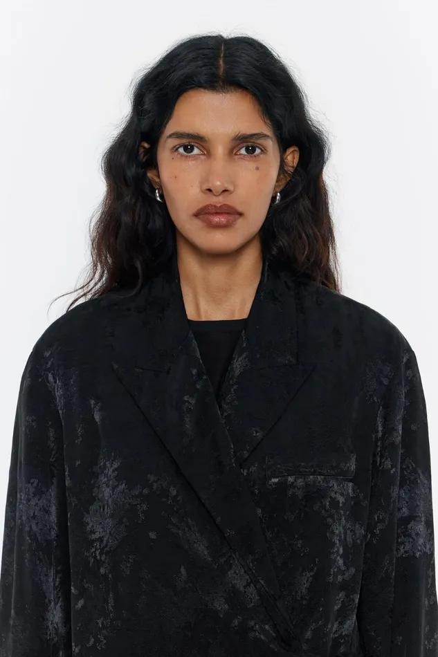 Black Fluid Jacquard Jacket Black Women Bimba Y Lola Party Black Fluid Jacquard Jacket Black Women Bimba Y Lola Party