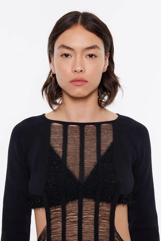 Black Openknit Top Black Women Bimba Y Lola Knitwear Black Openknit Top Black Women Bimba Y Lola Knitwear