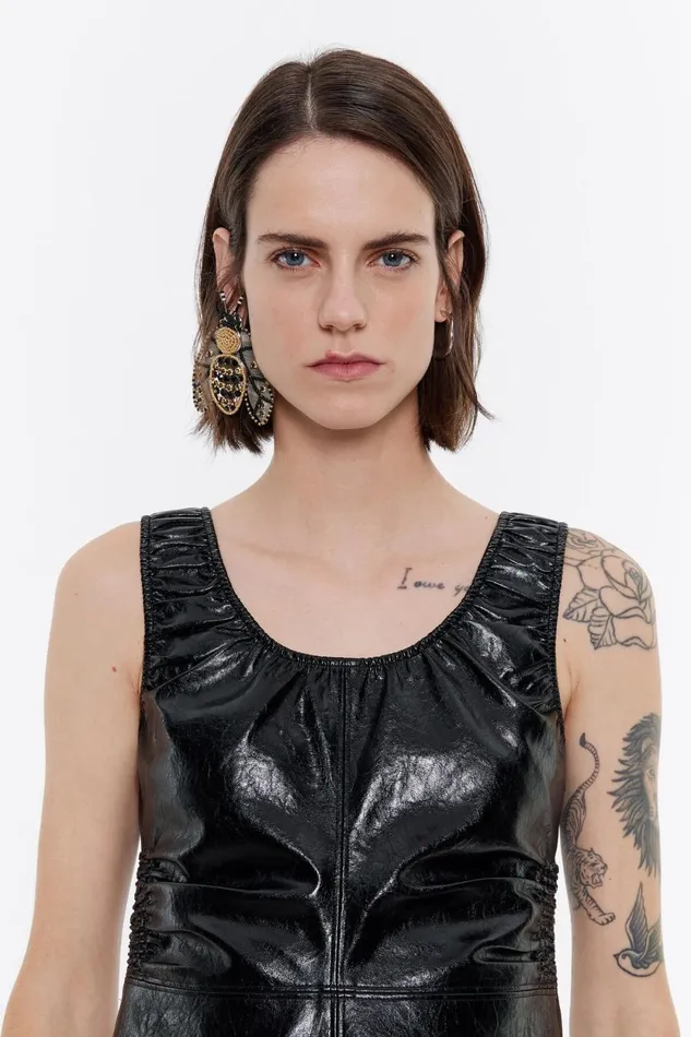 Black Ruched Mini Dress Black Women Bimba Y Lola Dresses And Jumpsuits