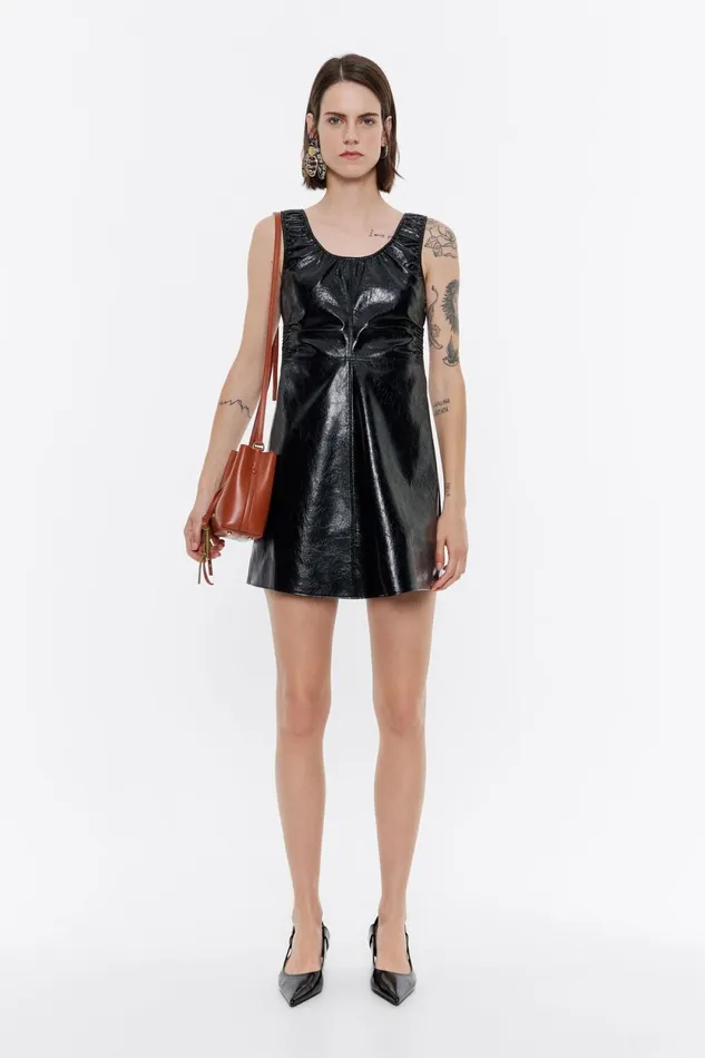 Black Ruched Mini Dress Black Women Bimba Y Lola Dresses And Jumpsuits
