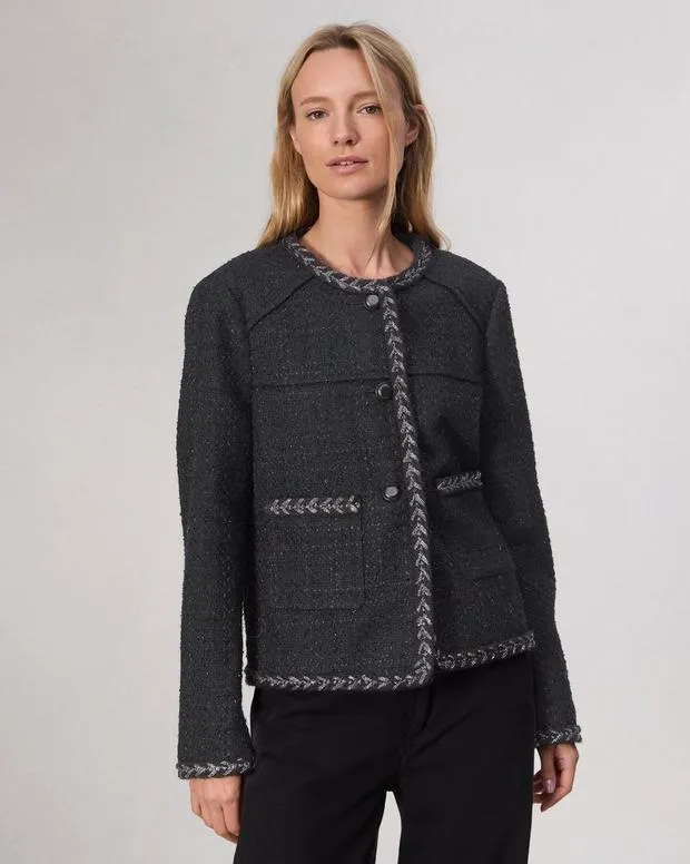Blazers and Vests Women Rag and Bone Mirabelle Tweed Jacket Black
