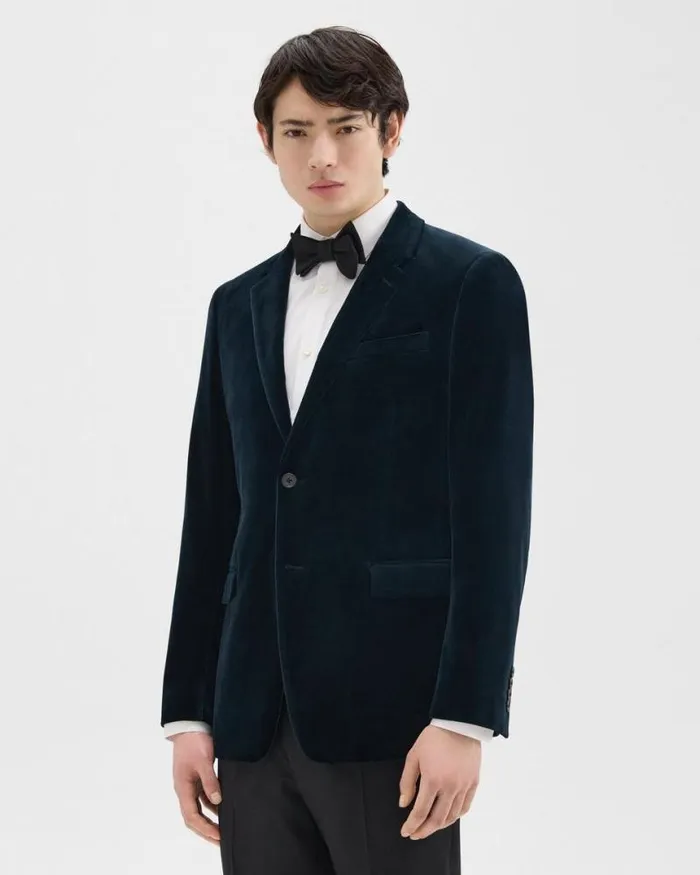 Blazers Jackets Men Theory Chambers Blazer In Stretch Velvet Baltic Blazers Jackets Men Theory Chambers Blazer In Stretch Velvet Baltic