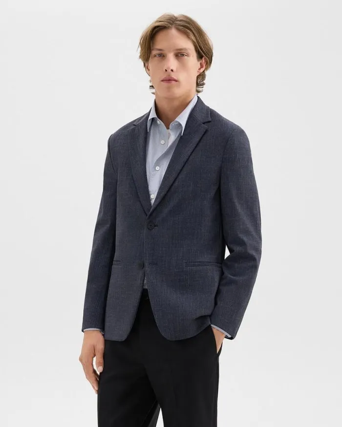 Blazers Jackets Men Theory Clinton Blazer In Herringbone Precision Ponte Baltic Melange