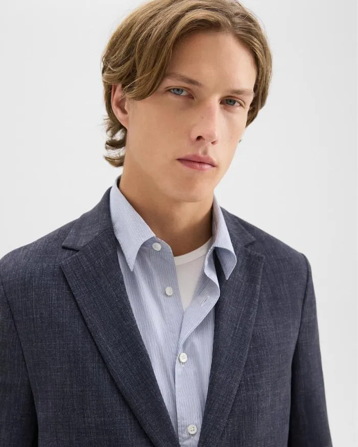 Blazers Jackets Men Theory Clinton Blazer In Herringbone Precision Ponte Baltic Melange