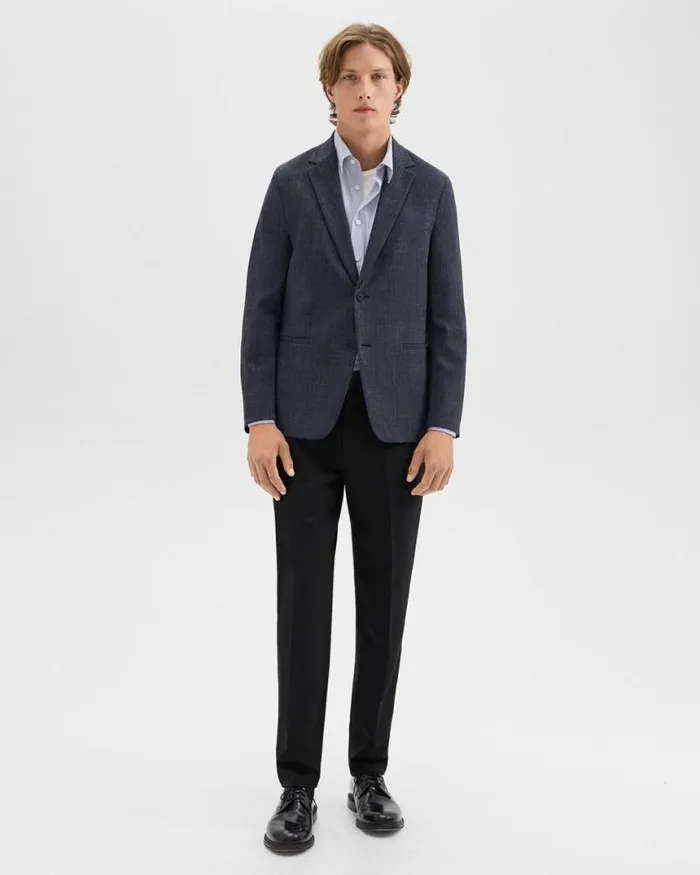 Blazers Jackets Men Theory Clinton Blazer In Herringbone Precision Ponte Baltic Melange