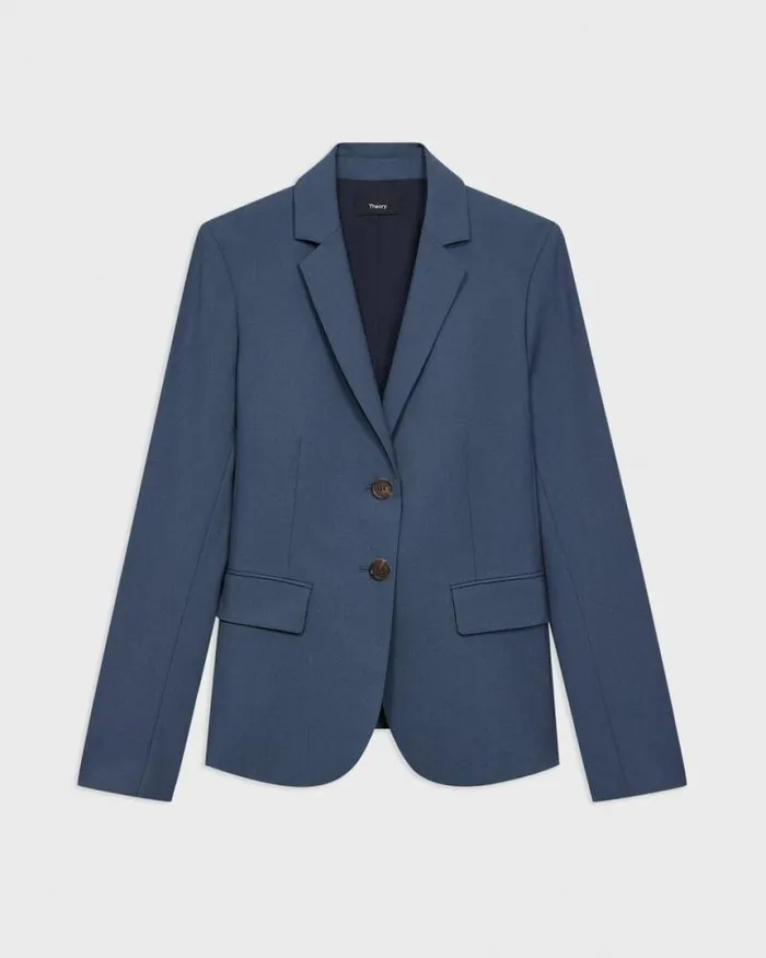 Blazers Jackets Women Theory Carissa Blazer In Good Wool Ash Blue
