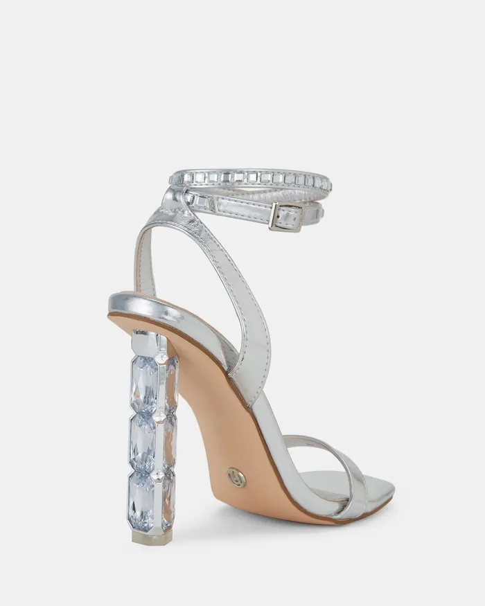 Block Heels Women ZEELIA SILVER High Heels NOVO Shoes