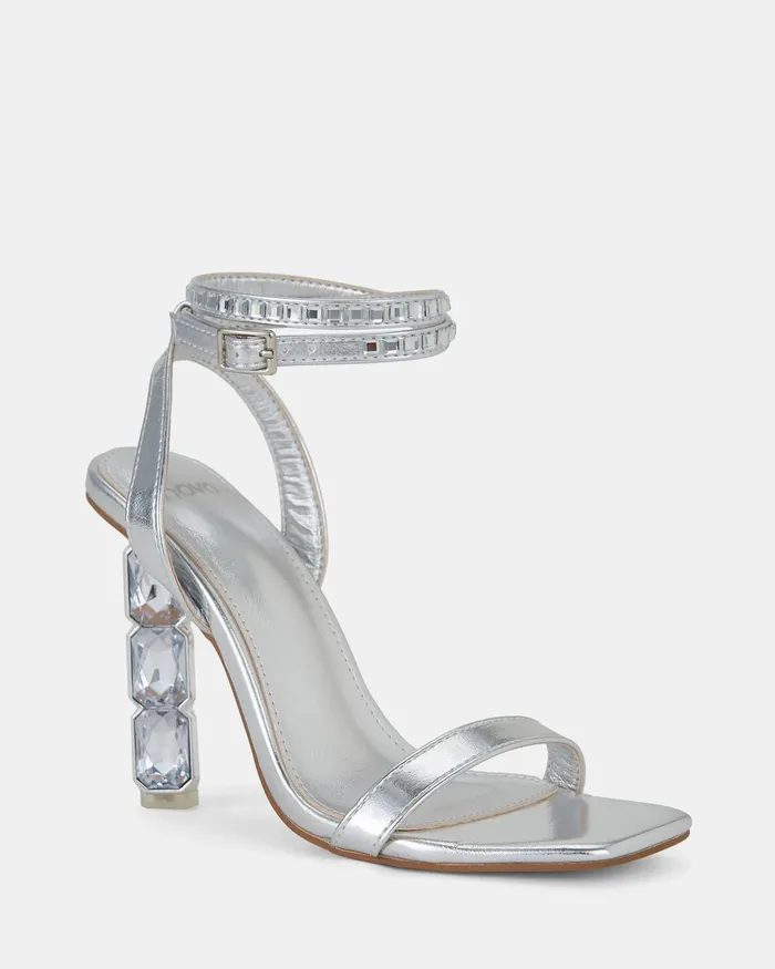 Block Heels Women ZEELIA SILVER High Heels NOVO Shoes