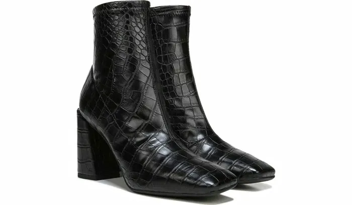 Booties Women Franco Sarto Franco Harmond Block Heel Bootie Black Crocco