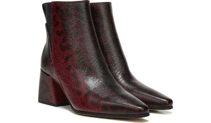 Boots Women Franco Sarto Sarto Brynn Block Heel Bootie Bordeaux Leather