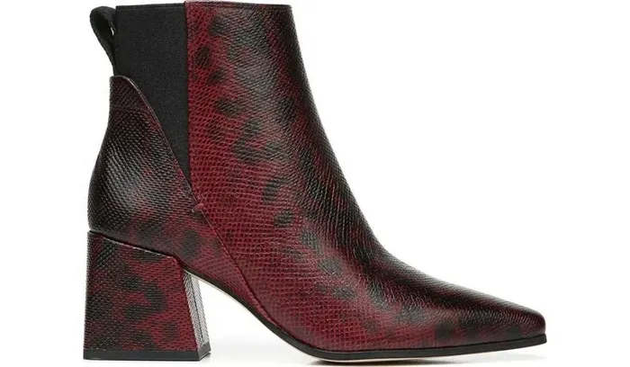 Boots Women Franco Sarto Sarto Brynn Block Heel Bootie Bordeaux Leather