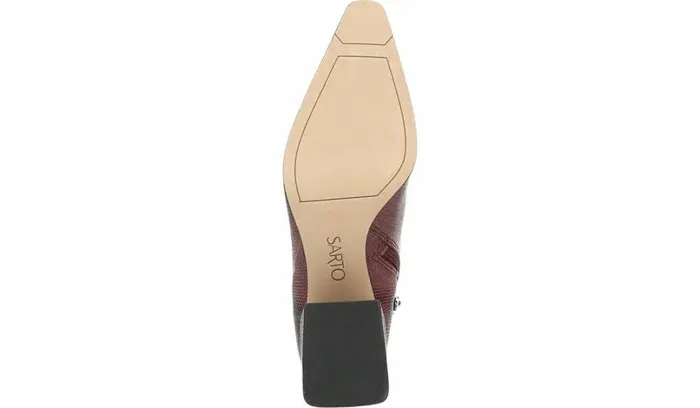 Boots Women Franco Sarto Sarto Brynn Block Heel Bootie Bordeaux Leather