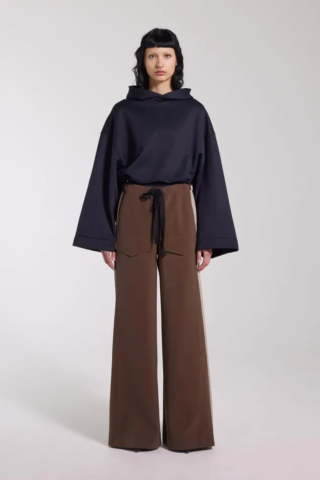 Bottoms Women Stutterheim Jarla Stripe Trousers Dark Brown