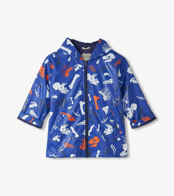 Boys Dino Fossils Colour Changing ZipUp Rain Jacket Hatley