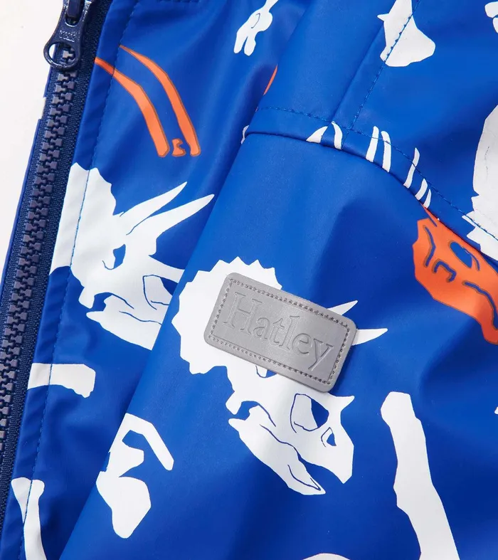 Boys Dino Fossils Colour Changing ZipUp Rain Jacket Hatley
