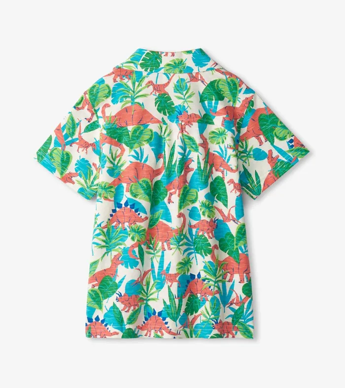 Boys Jungle Dino Short Sleeve Jersey Button Down Hatley