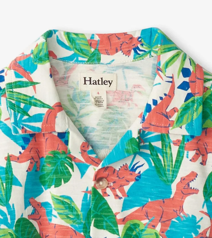 Boys Jungle Dino Short Sleeve Jersey Button Down Hatley
