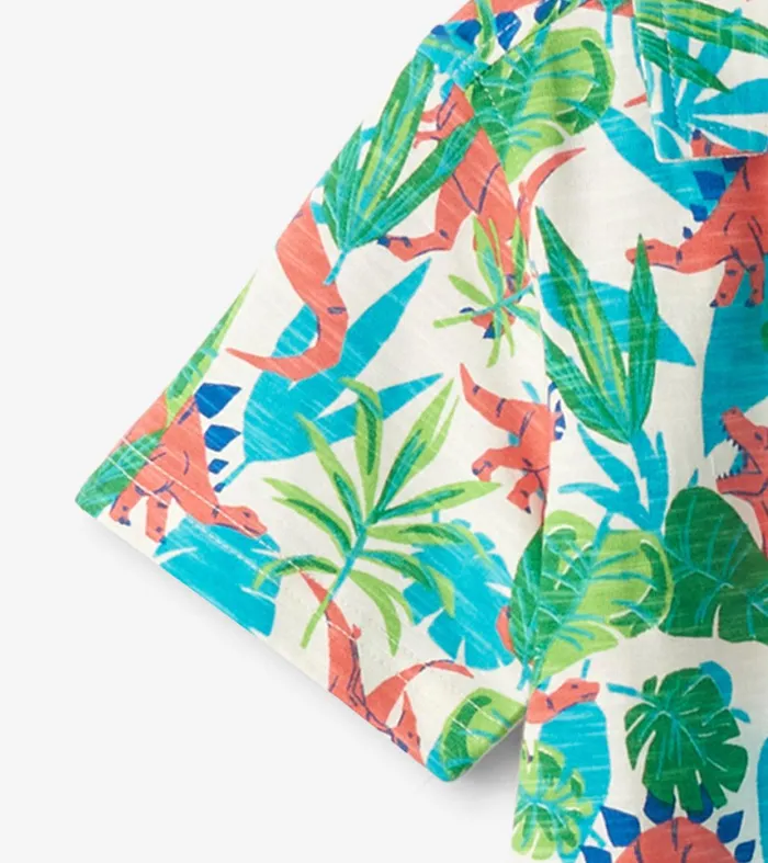 Boys Jungle Dino Short Sleeve Jersey Button Down Hatley