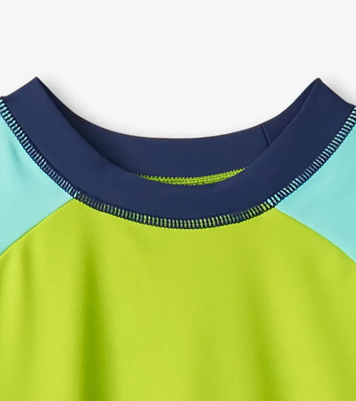Boys Lime Green Shark Short Sleeve Rashguard Hatley