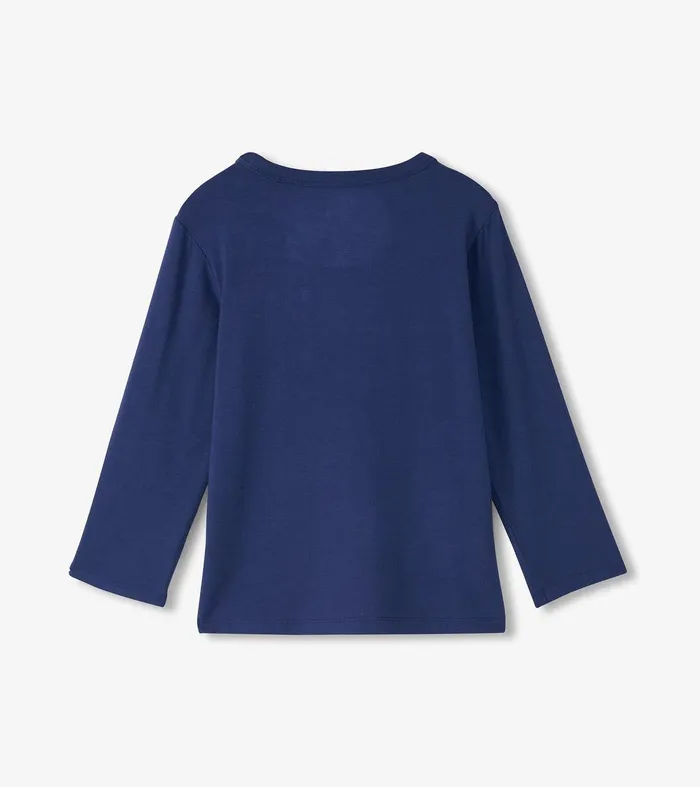 Boys Patriot Blue Long Sleeve Bamboo TShirt Hatley