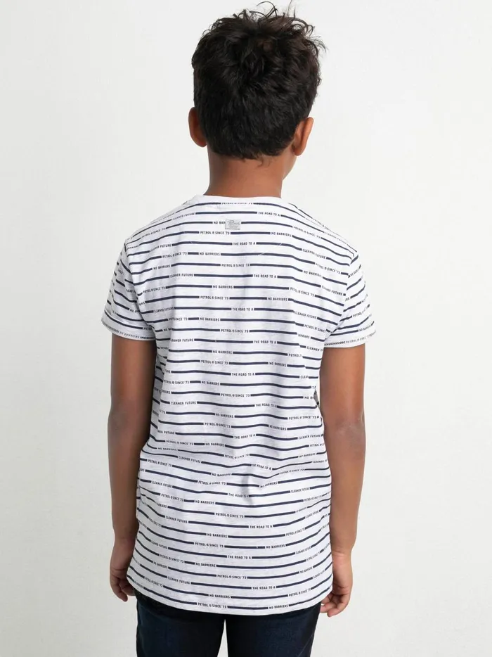 Boys TShirts Petrol Industries Striped VNeck TShirt Silver Grey Melee