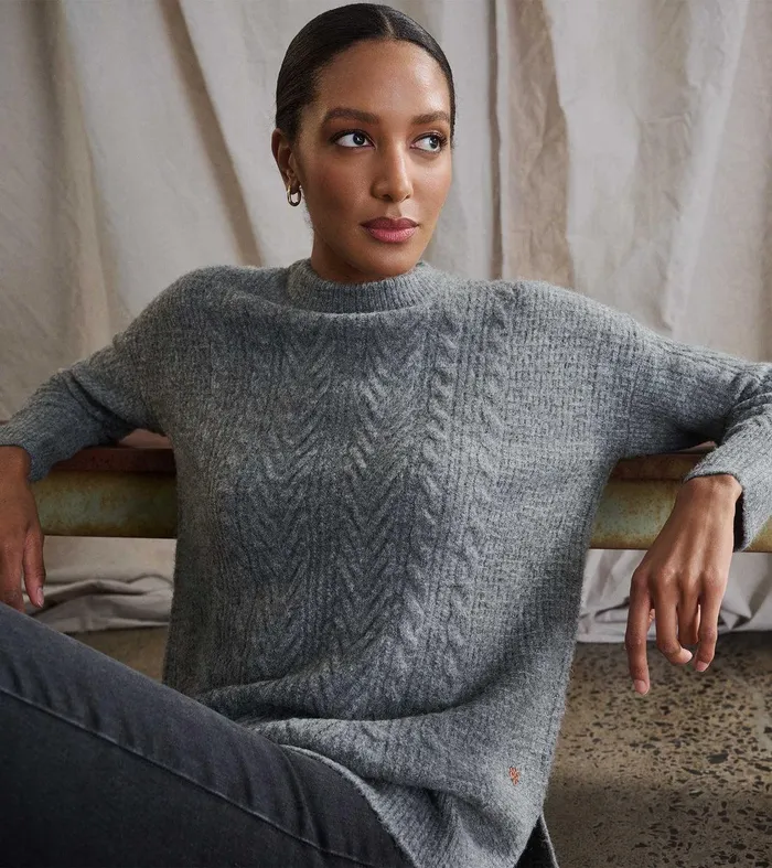 Cable Knit Tunic 8211 Charcoal Heather Hatley