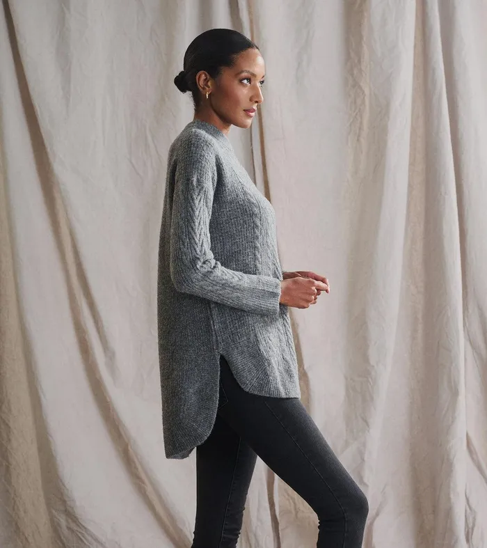 Cable Knit Tunic 8211 Charcoal Heather Hatley