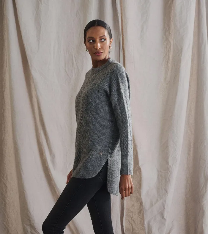 Cable Knit Tunic 8211 Charcoal Heather Hatley