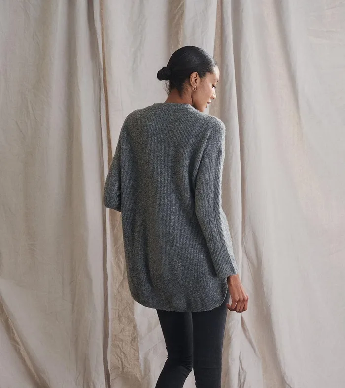Cable Knit Tunic 8211 Charcoal Heather Hatley