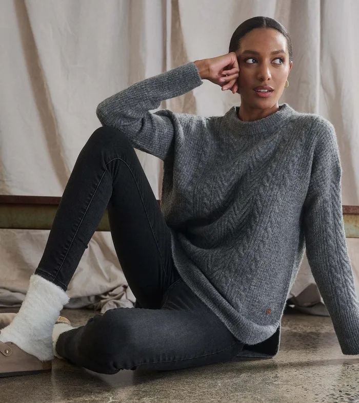 Cable Knit Tunic 8211 Charcoal Heather Hatley