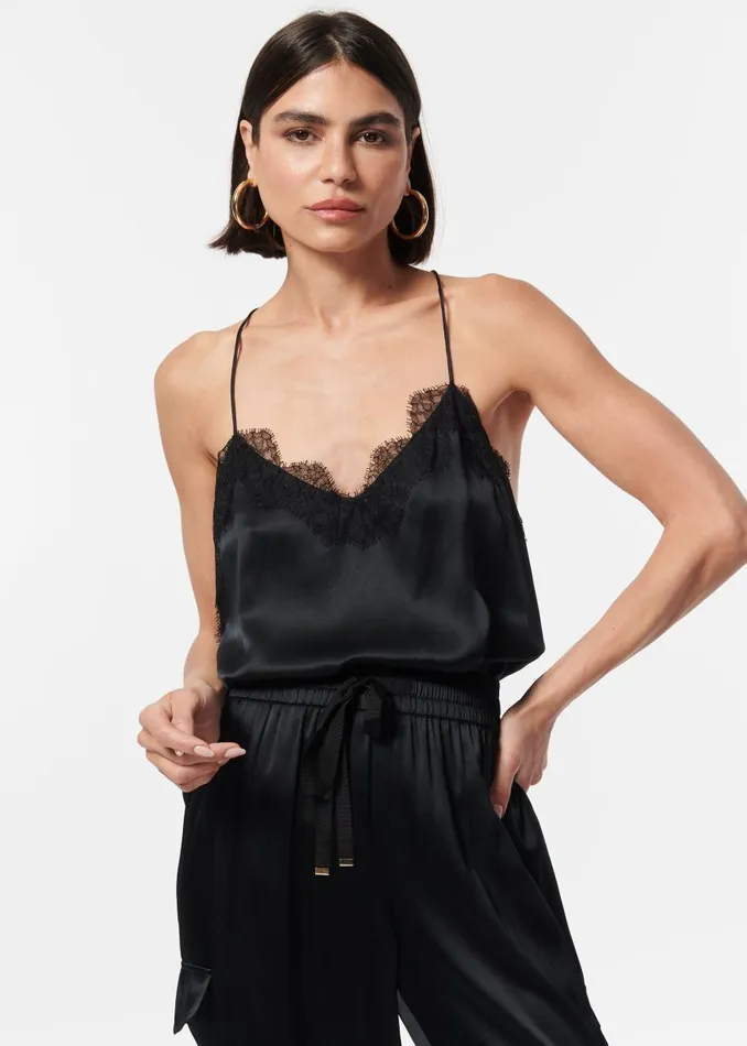 CAMI NYC Camisoles Women Racer Charmeuse Cami Black
