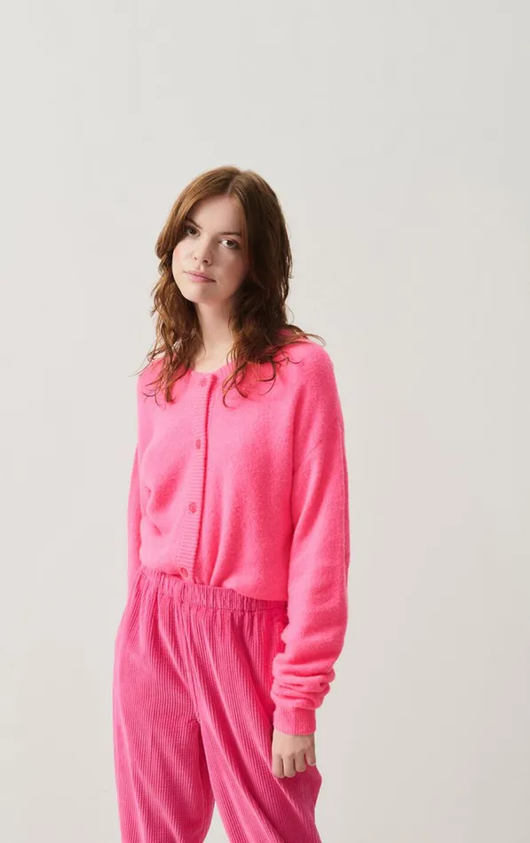 Cardigan Damsville Fluo Pink Women American Vintage Jumpers and Cardigans