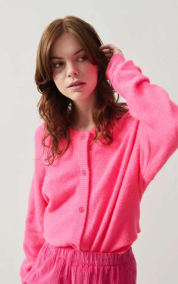 Cardigan Damsville Fluo Pink Women American Vintage Jumpers and Cardigans Cardigan Damsville Fluo Pink Women American Vintage Jumpers and Cardigans