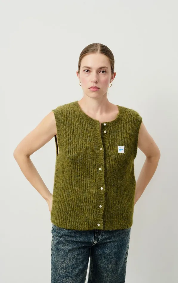 Cardigan East Melange Kiwi Women American Vintage Jumpers and Cardigans