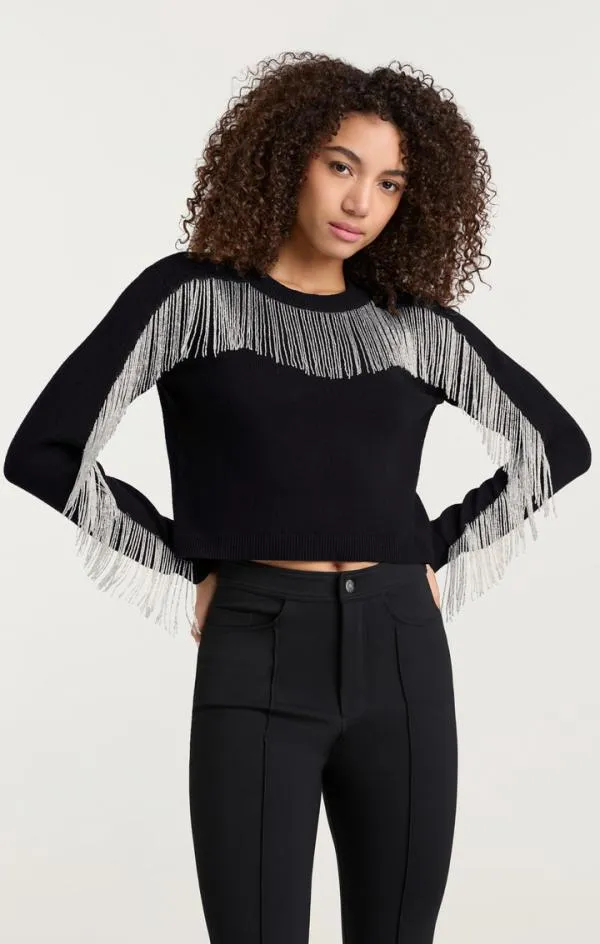Cinq Sept Althea Sweater Blacksilver Women Long Sleeve Tops