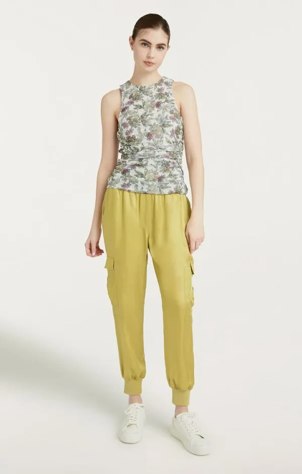 Cinq Sept Botanical Floral Dasha Top Ivory Multi Women Tank Tops and Camisoles