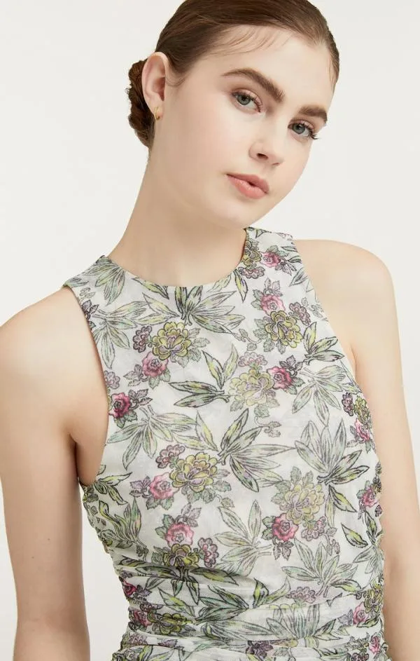 Cinq Sept Botanical Floral Dasha Top Ivory Multi Women Tank Tops and Camisoles
