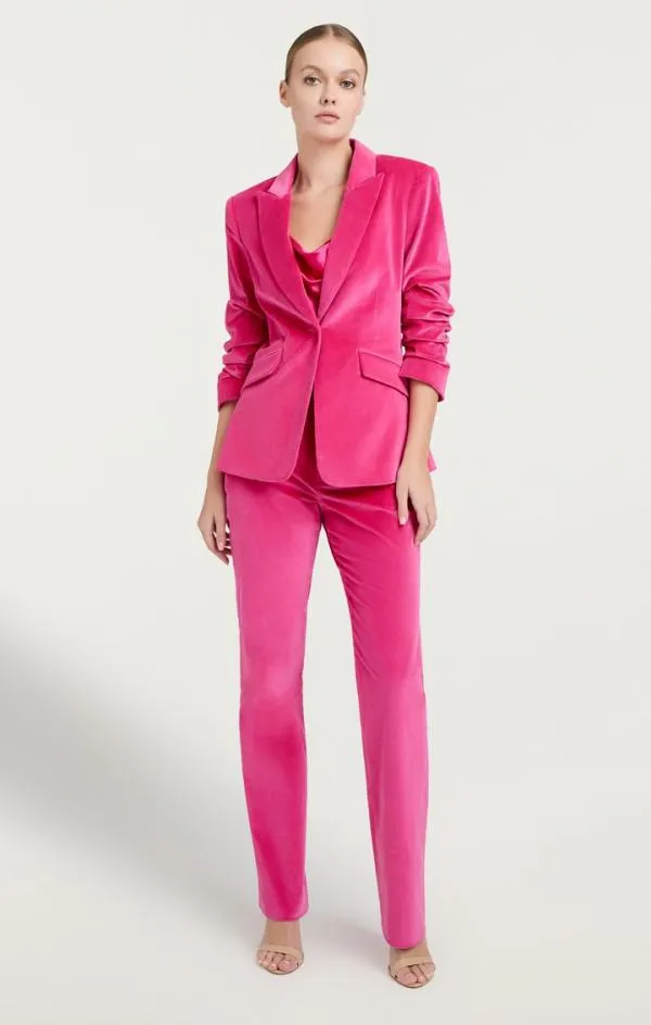 Cinq Sept Chenille Velvet Kerry Pant Pink Dahlia Women Pants