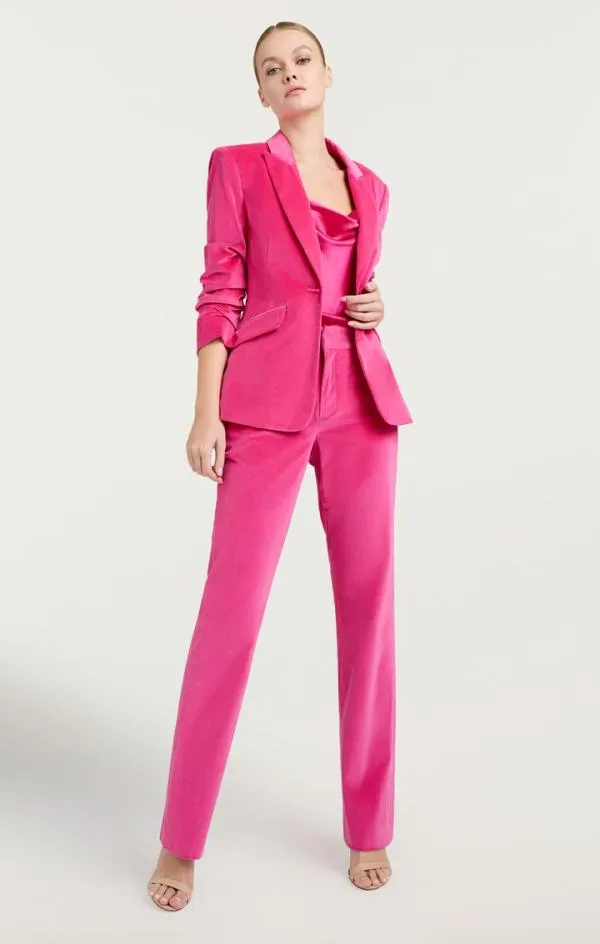 Cinq Sept Chenille Velvet Kerry Pant Pink Dahlia Women Pants