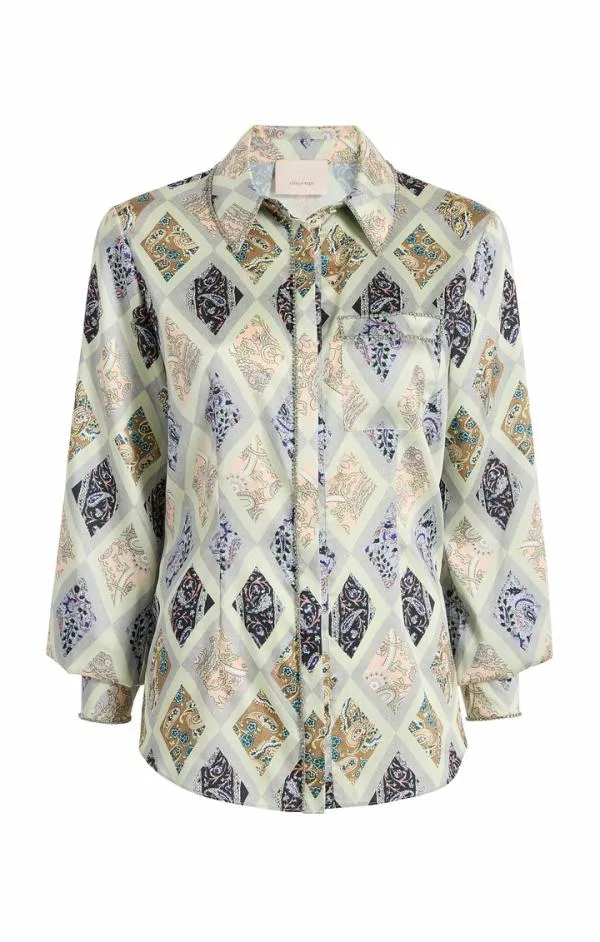 Cinq Sept Diamond Sea Blanche Top Celadon Multi Women Long Sleeve Tops