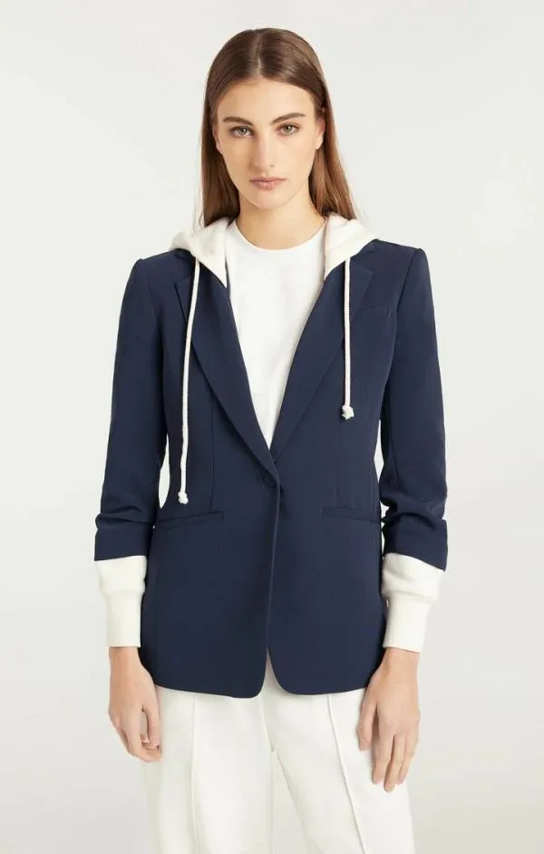 Cinq Sept Hooded Khloe Blazer Navyivory Women Blazers