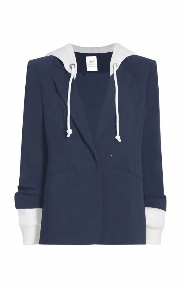 Cinq Sept Hooded Khloe Blazer Navyivory Women Blazers