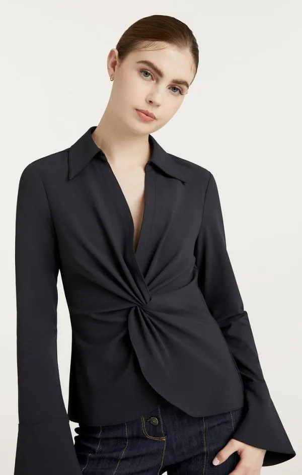Cinq Sept Mckenna Top Black Women Long Sleeve Tops