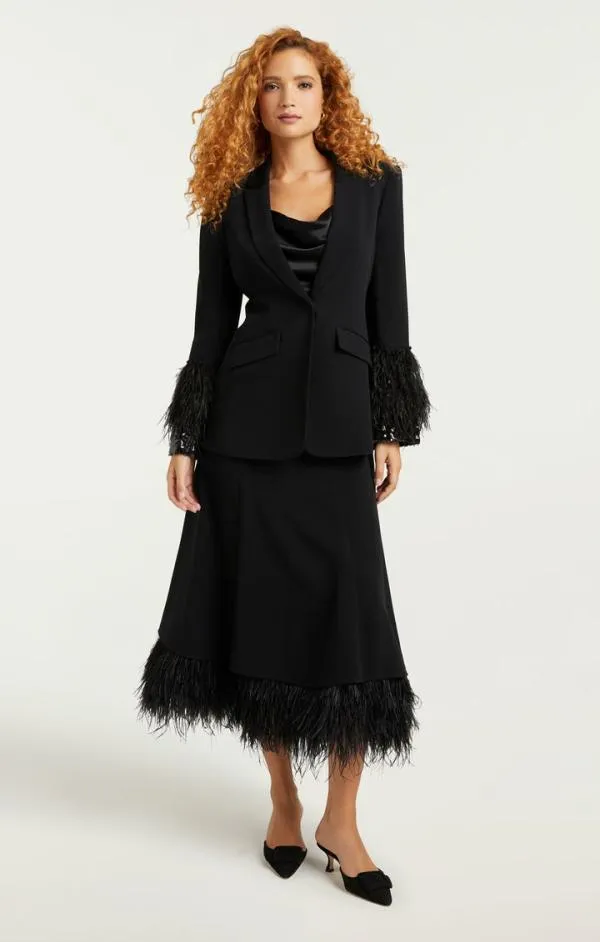 Cinq Sept Sequin And Feather Cheyenne Blazer Blackblack Women Blazers