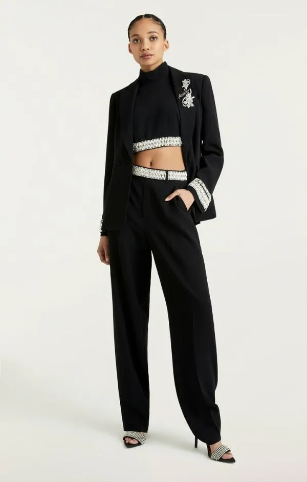 Cinq Sept Stacked Jewelry Embellished Cheyenne Blazer Black Women Blazers