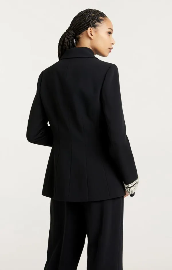 Cinq Sept Stacked Jewelry Embellished Cheyenne Blazer Black Women Blazers